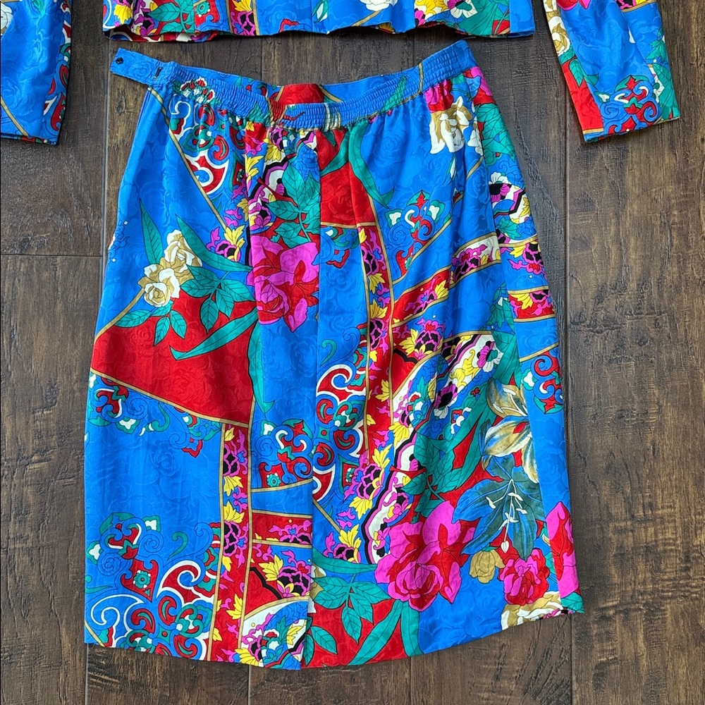 Umi Collections by Anne Crimmins 100% Silk 80s Vintage Blouse and Skirt Set - Picture 9 of 9